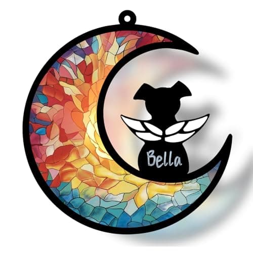 GDuolaPaws Personalized Dog Memorial Suncatcher, Pet Remembrance Gift for Loss of Dog, Dog Bereavement Gift, Rainbow Bridge Sympathy Gift with Name Date for Pet Lovers (Rainbow Glow) — image 1