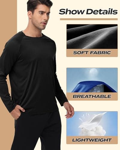 Long Sleeve Shirts for Men - Quick Dry Moisture Wicking UV UPF Sun Protection T-Shirts for Fishing Workout Swim view 5