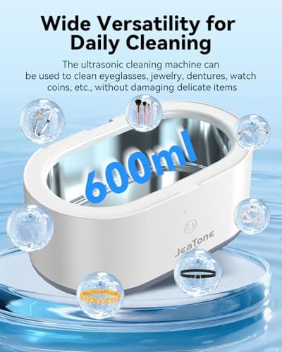 JeaTone Ultrasonic Jewelry Cleaner, 46KHz Professional Ultrasonic Cleaning Machine for Rings, Eyeglasses, Retainers, Dentures & Watches, 20oz Stainless Steel Sonic Jewelry Cleaner Pod view 4