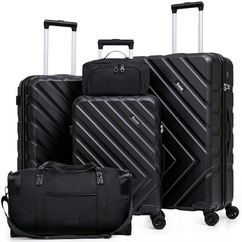 Eeeza Luggage Sets 5 Piece, Suitcases with Wheels, ABS Hard Case Luggage with TSA Lock Spinner Wheels, Carry On Luggage Set(5 Piece Sets (20"/24"/28"/DB/TB))
