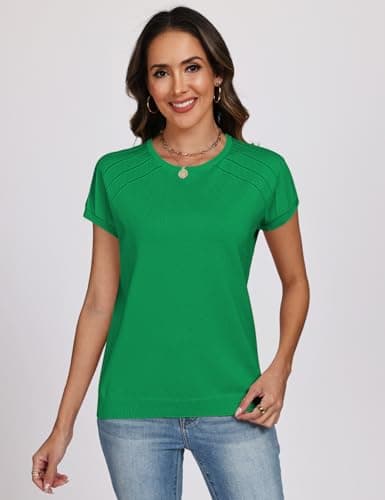 CiCiBird Short Sleeve Sweater for Women Crew Neck Summer Tops Beach Vacation Pullover Business Casual Outfits view 4