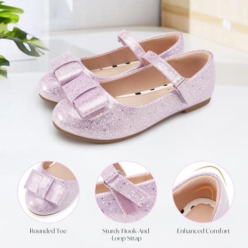 Stelle Girls Dress Shoes Toddler Mary Jane Shoes Flat with Bow for Toddler/Little Kids view 4