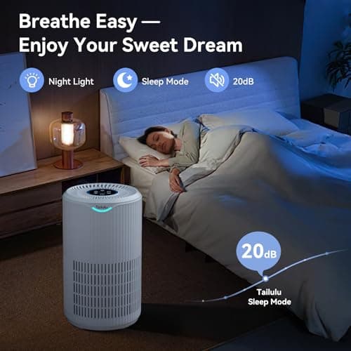 Air Purifiers for Home Large Room Up to 1680 Ft², Tailulu H13 HEPA Air Filter Cleaner, 360° Air Intake & Outlet,Smoke Dust Pollen,15dB Sleep Mode Air Purifiers for Bedroom Living Room, Kitchen, Office view 6