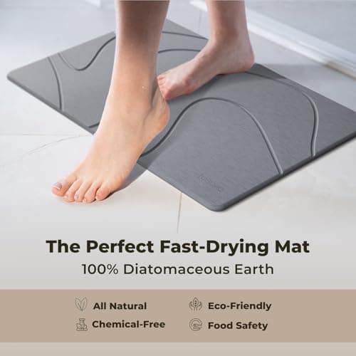 TOSORO - Stone Bath Mat Diatomaceous Earth Shower Mat Non-Slip Super Absorbent Diatomite Stone Bath Mats for Bathroom Floor Quick Drying Natural Easy to Clean (23.5 x 15) - Graphite view 5