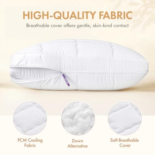 MIULEE Cooling Adjustable Bed Pillow, Standard Size Down Alternative Pillow | Bed Pillows for Back, Stomach or Side Sleepers, Gusset Adjust Height, Fluffy Firm Hotel Collection Pillows view 6