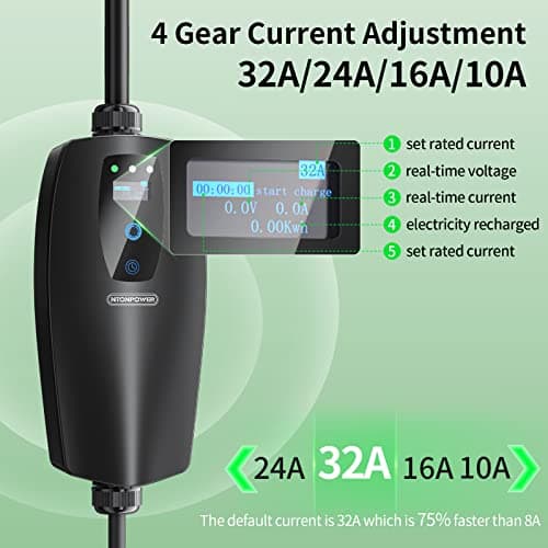 NTONPOWER Tesla Charger 24 Miles Per Hour with Level 1&2 EV Charge 32A/24A16A/10A Optional, UL Listed 16.4Ft Electric Car Charger Use J1772 Plug, Suitable for Most US Models Such As Tesla, Chevrolet view 4