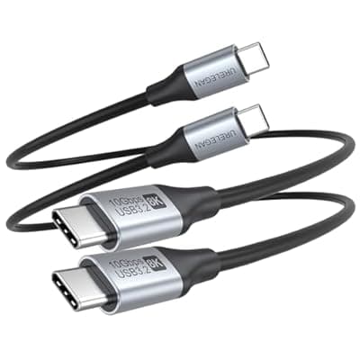 URELEGAN Short USB C Data Monitor Charging Cable 1.6FT 2-Pack,Slim USBC Portable Monitor Video Cable, Short USB 3.2 Gen 2 (8K/4K@144Hz,10Gbps,100W,) Camera,SSD,CarPlay/Android Auto,iPhone 15-17