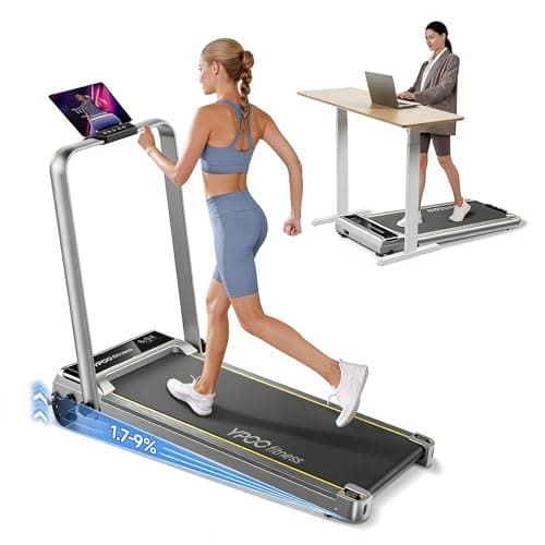 YPOO Walking Pad with Handles, Walking Pad Treadmill with Incline, 3 in 1 Foldable Treadmills for Home Office, Portable Under Desk Compact Design (Treadmill for Home)