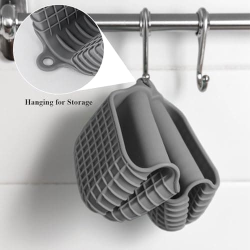 2 Pack Silicone Oven Mitts for Cooking, Heat Resistant Oven Mitt Set, Flexible Oven Gloves, Mini Oven Mitts Set with Non-Slip & Grip Heat Kitchen Mitt for Kitchen Cooking Baking (Grey) view 5