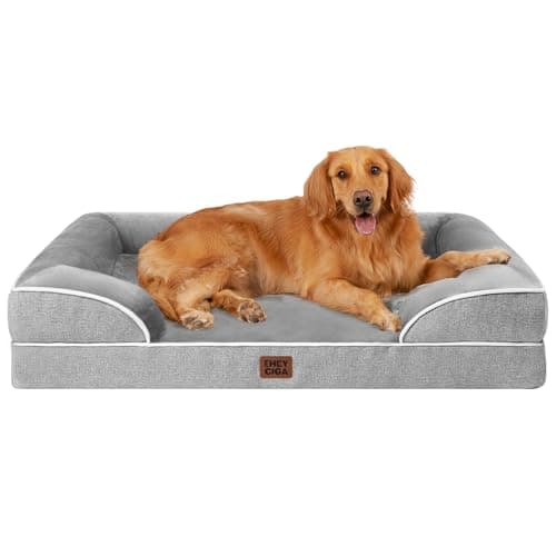 EHEYCIGA Orthopedic Dog Beds for Extra Large Dogs 44x32Inch, Waterproof Memory Foam XL Pet Bed with Sides, Non-Slip and Egg-Crate Foam Big Dog Couch Bed with Washable Removable Cover, Grey — image 1