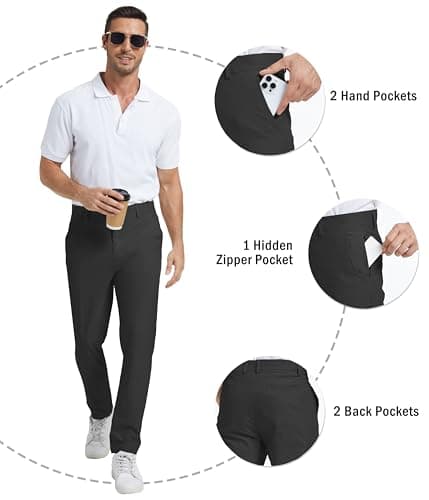 NATUVENIX Golf Pants Men Stretch Work Dress Pants Lightweight 30" Slim Fit Business Casual Pants for Men with Pockets view 4