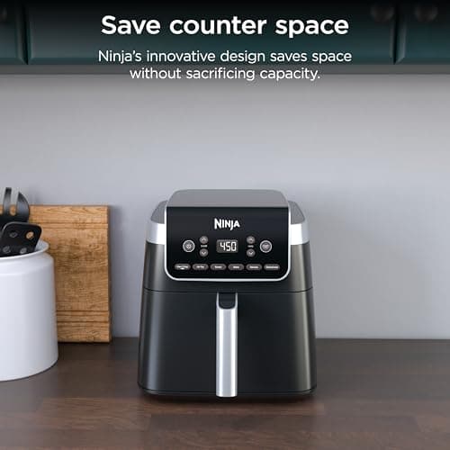 Ninja XL Air Fryer with MaxCrisp | 6.5 QT Capacity | 6-in-1 Max Crisp, Air Fry, Roast, Bake, Reheat & Dehydrate | 450°F Temp | 1750 Watts | Nonstick Basket, Crisper Plate & Recipe Guide | Grey | AF181 view 6