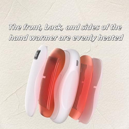 2 Pack Rechargeable Hand Warmers Carbon Crystal 3s Fast Heating Hand Warmer with 3 Level Temperature Adjustment, Type-C Quick Charge, Outdoor Adventures, Daily Commutes, and Winter Chills White view 5