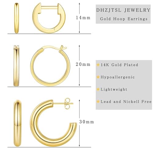 Gold Hoop Earrings for Women, 14K Gold Plated Hoop Earrings Fashion Lightweight Hypoallergenic Gold Earring Jewelry Thanksgiving Themed Earrings, Christmas Party Gift view 5