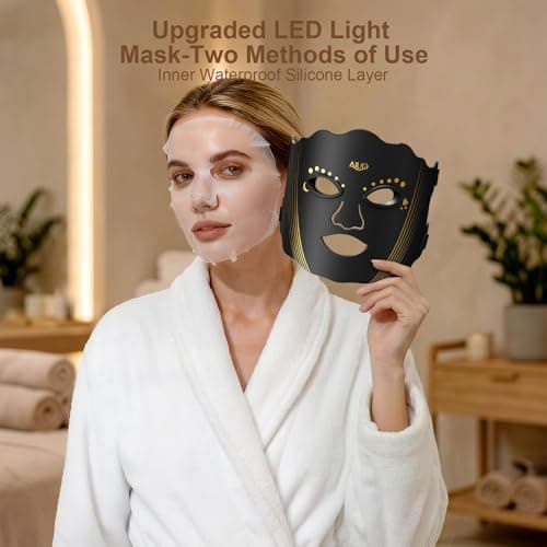 AIUO Red Light Therapy for Face, LED Face Mask Light Therapy, Rechargeable Red Light Therapy Mask for Face with Comfortable Light-Blocking Eye Protection & Timing Function At Home, Black view 6