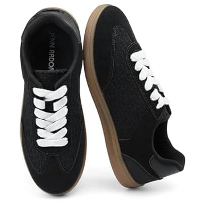 JENN ARDOR Low Top Sneakers for Women Lace-up Fashion Tennis Shoes Casual Slip On Sneaker Padded Non Slip Footwear for Work, Walking, Everyday Wear
