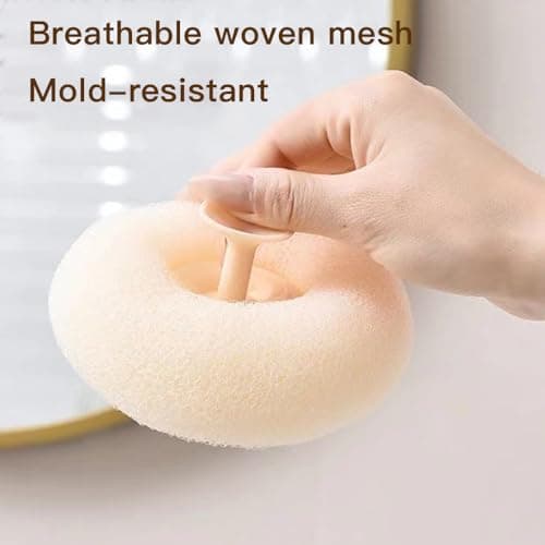 Iosjeude 2 PCS Suction Cup Bath Ball, Super Soft Sunflower Suction Cup Bath Ball Shower Sponge Exfoliating Shower Ball Bath Sponges Shower Loofah Sponges to Scrub Body and Enjoy Shower Apricot & Blue view 5