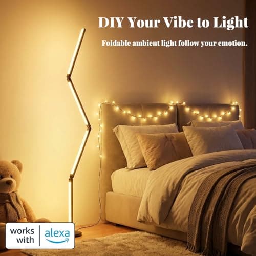 WUTGHUI LED RGB Corner Floor Lamp Foldable Floor Light 2200K-6500K Tunable White with 16 Million Custom Colors Remote/App,Timer Setting (RGB Foldable Floor Lamp with Alexa Voice Control) view 6