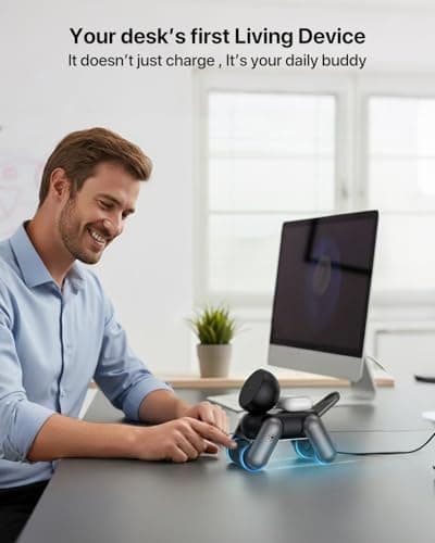 UEQ 3 in 1 Wireless Charging Station for Apple Devices,Foldable Cute Magnetic Mag-Safe Wireless Charger Stand with Night Light for iPhone 17 Air 16 15 14 13 12 Series,AirPods 4 3 2 Pro,Apple Watch view 3