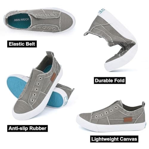 JENN ARDOR Womens Slip On Fashion Sneakers No Laces Comfortable Casual Low Canvas Sneakers Flats Walking Shoes view 6