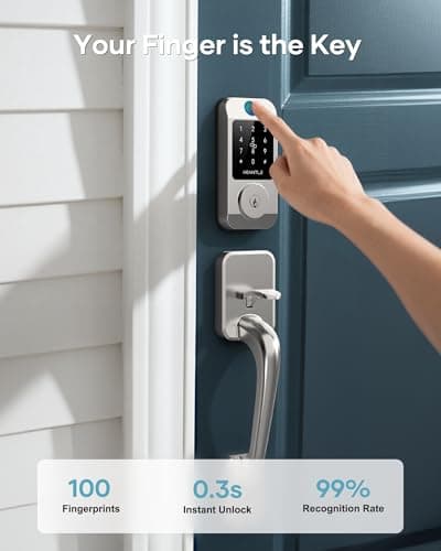 Wi-Fi Front Door Lock Set - HEANTLE Smart Locks for Front Door Built-in WiFi Keyless Entry Deadbolt with Handle Set Fingerprint Smart Electronic Deadbolt, Works with Alexa & Google Assistant Silver view 4