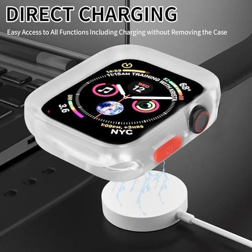 SDOCEBF Slim Flexible TPU Shockproof Watch Bumper, Rugged Case for Apple Watch Series 9/8/7/6/5/4/SE3/2/1 44mm/45mm, Gift-Ready for Every Celebration, Clear view 5