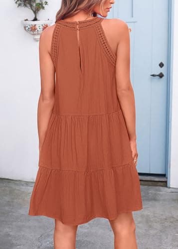 KIRUNDO Women Summer Halter Sundress 2026 Spring Casual Sleeveless Boho A Line Mini Beach Vacation Dress Cruise Resort Wear view 3