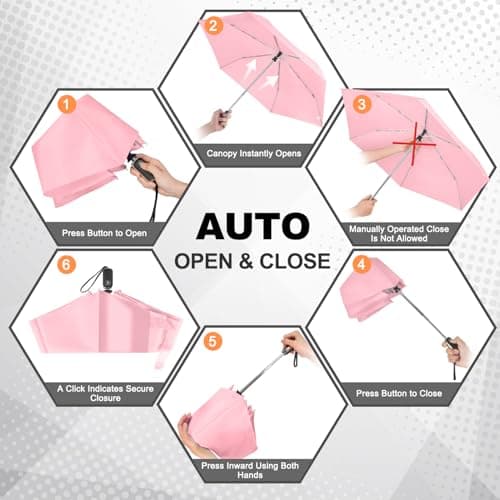 Lejorain Mini Umbrella for Travel Automatic - Folding Compact Flat Umbrella Lightweight Strong Portable Umbrellas for Rain Adults view 4