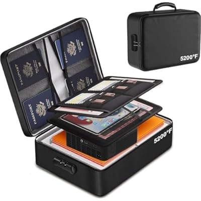 Polaring Fireproof Document Box, Multi-Layer Heat Insulated Fire and waterproof office bag with lock，Portable family outdoor travel bags are suitable for storing important documents and valuable.