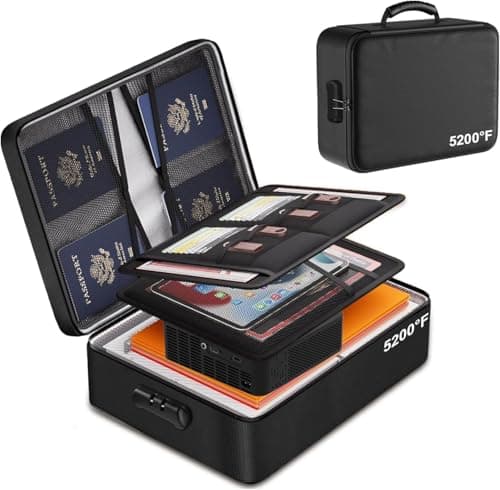 Polaring Fireproof Document Box, Multi-Layer Heat Insulated Fire and waterproof office bag with lock，Portable family outdoor travel bags are suitable for storing important documents and valuable. — image 1