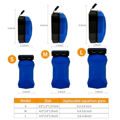 Magnetic Fish Tank Glass Cleaner, Dual-Blades Algae Scraper Glass Cleaner Scrubber with 2 Detachable Scrapers, Double Side Floating Magnetic Brush for 0.4-0.6 Inch Thick Glass Aquariums Tank, Size M view 6