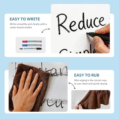 Large Dry Erase Whiteboard Sticker 17.7" x 78" Peel and Stick White Board Paper, Removable Self-Adhesive Whiteboard Roll for Office, Home, Classroom, Wall Decal, Reusable & Easy to Clean view 6