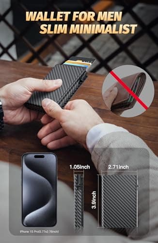 FIYUM Wallet for Men, Minimalist Wallets with Cash Pocket & 9-13 Cards, ID Window Metal Case Smart Slim Pop Up Credit Card Holder Flip with Magnetic Closure RFID Blocking Trifold Wallet with Gift Box view 4