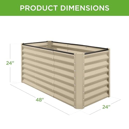 Best Choice Products 4x2x2ft Outdoor Metal Raised Garden Bed, Deep Root Box Planter for Vegetables, Flowers, Herbs, 119 Gallon Capacity, 100% Non Toxic Materials - Beige view 2