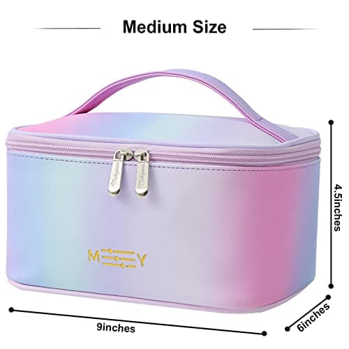 KITENROM Travel Makeup Bag, Cosmetic Bag for Women, Medium, Rainbow Pink view 3