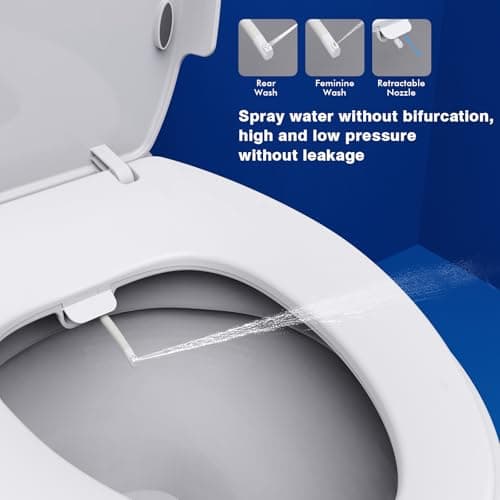 DCET Bidet Toilet Seat Elongated – Non-Electric with Soft Close Toilet Seat, Dual Nozzles for Front & Rear Wash, Adjustable Water Pressure, Brass Inlet, No-Tool Installation – Elongated Bidet Seat view 6