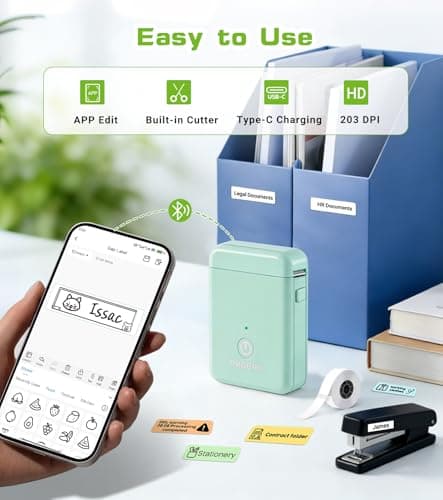 ORGBRO Label Maker Machine with Tape, X1 Portable Bluetooth Mini Label Printer, Support Pre-Cut & Continuous Label, Wireless Small Label Makers with Versatile App for School Home Office Organization view 3