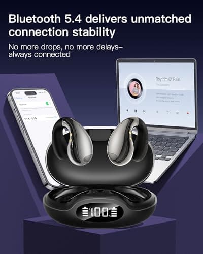 EEXXYZ Ultra Open Ear Earbuds 2026 AI Translation Earbuds Real Time Clip on Earbuds Wireless Bluetooth Audifonos Traductores Inglés Español 50H Playtime Bone Conduction Headphones for Meeting Learning view 5