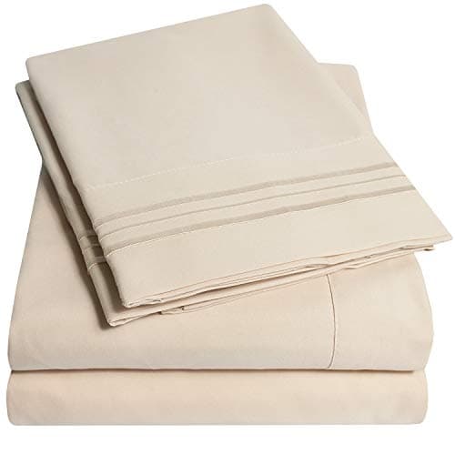 1500 Supreme Collection Queen Sheet Sets Beige Cream - Luxury Hotel Bed Sheets and Pillowcase Set for Queen Mattress - Extra Soft, Elastic Corner Straps, Deep Pocket Sheets, Queen Beige Cream view 1