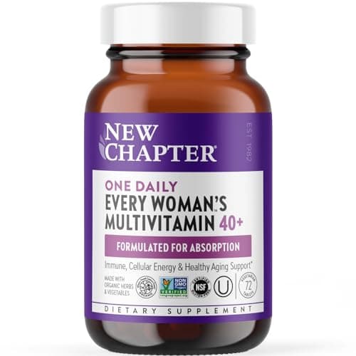 New Chapter Women’s Multivitamin 40+, extra B6 & B12, Biotin for Hair Growth, D3, Vit C, Zinc for Immune & Stress Support, Gentle on an Empty Stomach, One Daily, Non-GMO, Gluten-Free, 72 Tablets