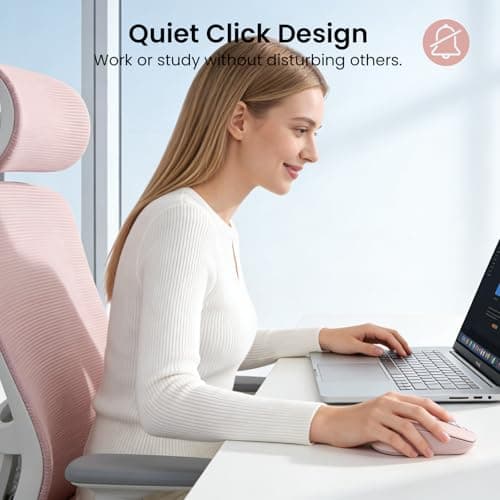 CITLLA Wireless Bluetooth Mouse (USB + BT1 + BT2), Full Size Mouse, 4-Way Scrolling, Multi-Device Silent for Computer, Laptop, iPad, MacBook (Pink) view 6