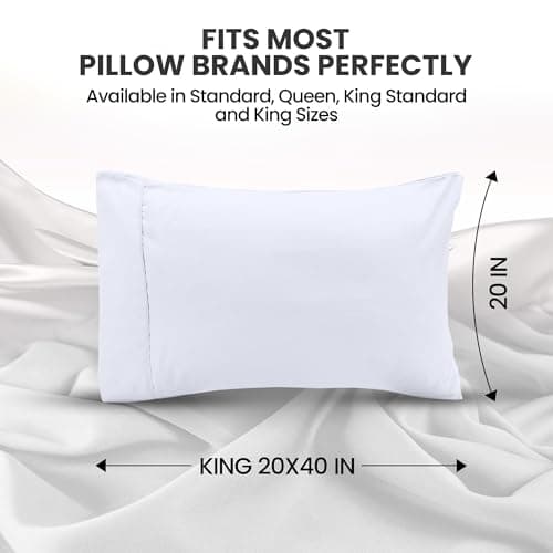 Utopia Bedding King Pillow Cases - 2 Pack - Envelope Closure - Soft Brushed Microfiber Fabric - Shrinkage and Fade Resistant Pillow Covers King Size 20 X 40 Inches (King, White) view 2