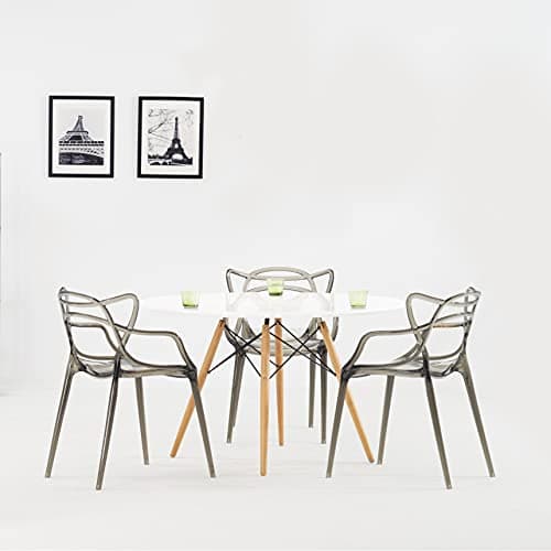 Mod Made Paris Tower White Round Wood Dining Table 47" for 4-6 People Mid-Century Inspired Design view 6