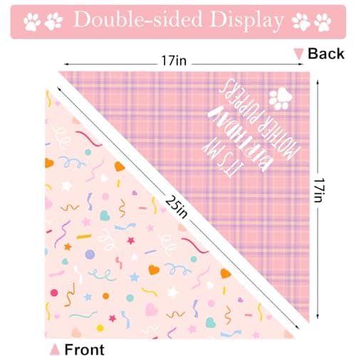 Happy Birthday Dog Bandanas, Double Sided Adjustable Birthday Party Pet Decorations 2 Pack Triangle Bibs Cat Scarf Set view 4