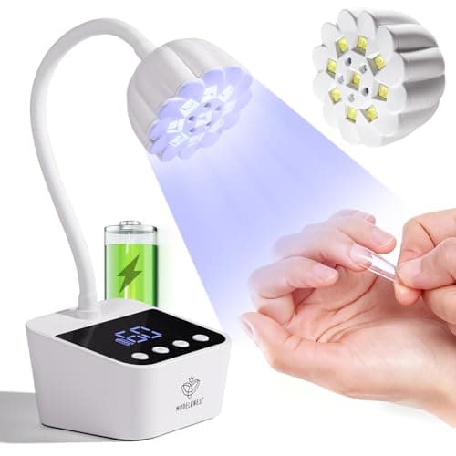 modelones Cordless UV Nail Lamp, Mini LED UV Light for Gel Polish Fake Nails Fast Curing Portable Gooseneck Lamp Nail Dryer Home DIY Manicure Kit 32W & 2000mAh 4 Timers view 1