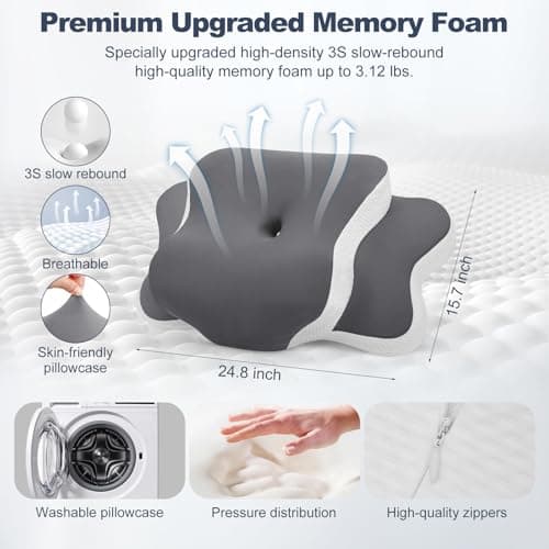 Sleep Apnea Pillow, Ergo Pillow for Sleep Apnea, Cervical Neck Pillow for Neck Pain Relief, Sleeping, and Snoring Relief, Orthopedic Therapy Memory Foam Contour Cooling Pillow for Side, Back view 6