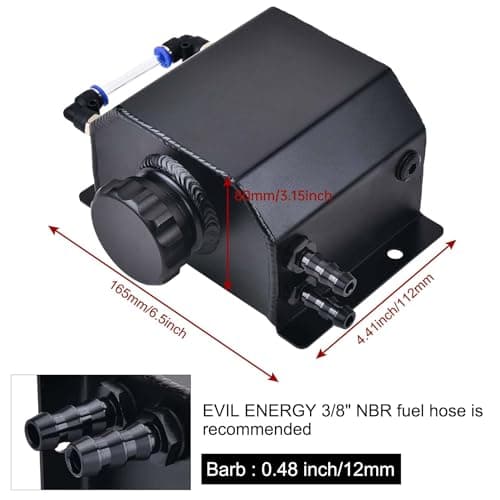 EVIL ENERGY Coolant Overflow Tank, Aluminum Coolant Reservoir Tank with Hose Kits, Reservoir Expansion Tanks Universal 1L view 2