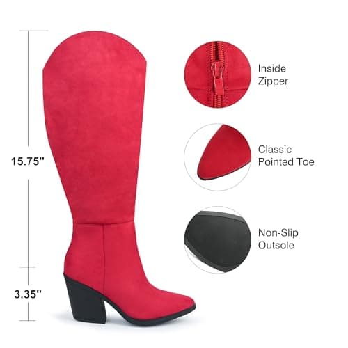 Hawkwell Suede Knee-High Boots Fall Boot For Women Chunky Block High Heel Classic Slouch Fashion Point Toe Side Zipper Tall Boot view 4