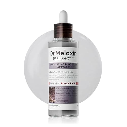 Dr.Melaxin Peel Shot Glow Black Rice Peeling Ampoule – AHA BHA Daily Chemical Exfoliant with Rice Water & Niacinamide, Glass Skin Texture for Dead Skin & Dull Complexion, Korean Skincare 2.7 fl.oz view 1