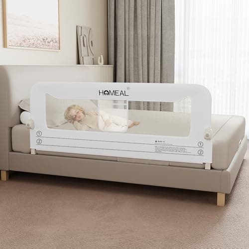 HOMEAL 59in Foldable Toddler Bed Rails, Bed Rail for Toddlers with U-Shape Base, Baby Bed Rail Guard for Twin, Full, Queen, King Beds, Bed Rail for Baby, White — image 1
